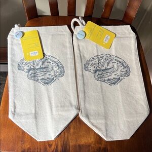 Lunch Bags Cotton canvas reusable Velcro closure Girls Can Tell Set of Two